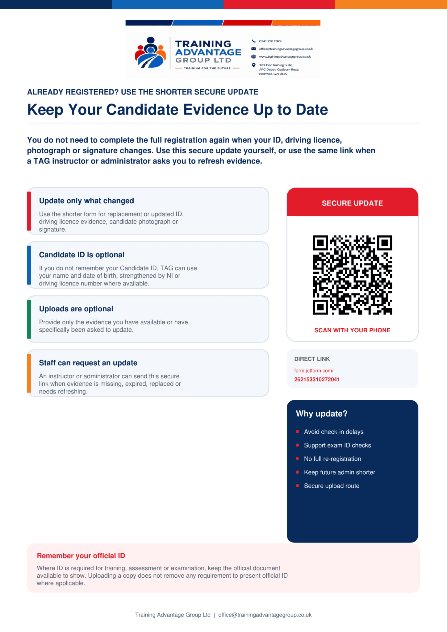 Update an Existing Candidate Record: TAG secure form preview